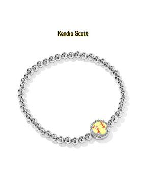 Softball Silver Stretch Bracelet